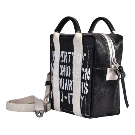 BORSA DUE MANICI MEDIA MANIKOMIO QB_LEATHER BLACK