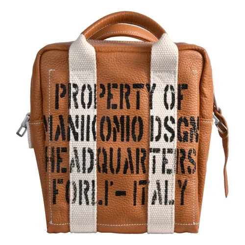 BORSA DUE MANICI MEDIA MANIKOMIO QB_LEATHER TOBACCO