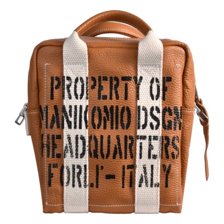 BORSA DUE MANICI MEDIA MANIKOMIO QB_LEATHER TOBACCO
