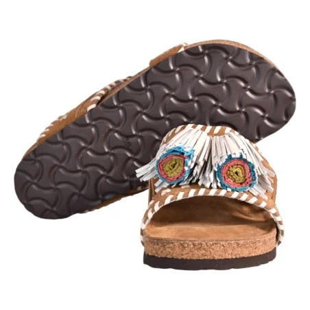 CIABATTA IN CAMOSCIO CON NAPPINE ELENA IACHI C10 TAN