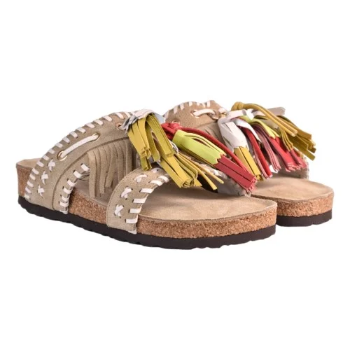 CIABATTA IN CAMOSCIO CON NAPPINE ELENA IACHI C14 BEIGE