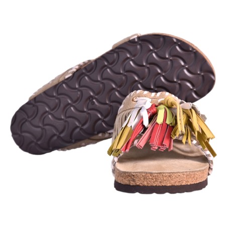 CIABATTA IN CAMOSCIO CON NAPPINE ELENA IACHI C14 BEIGE