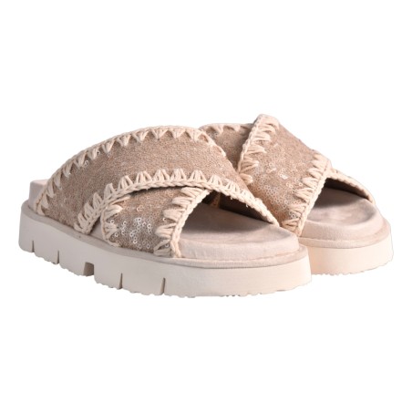 CRISS-CROSS SANDAL PAILETTES MOU MU.SW461007G NAT