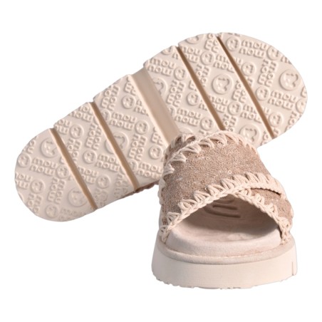 CRISS-CROSS SANDAL PAILETTES MOU MU.SW461007G NAT