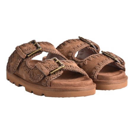 LOW BIO SANDAL TWO BUCKLES MOU MU.SW631000A NUT
