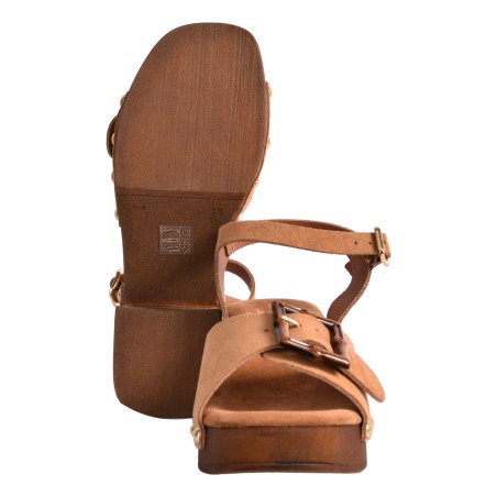 SANDALO ZOCCOLO CAMOSCIO J.O.LUXURY STYLE 2357 CUOIO
