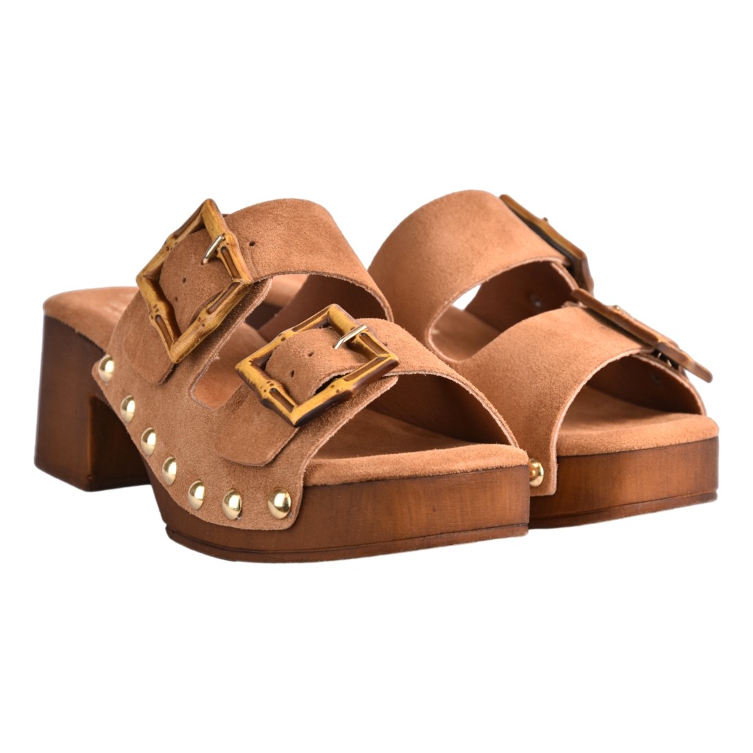 ZOCCOLO CAMOSCIO DOPPIA FIBBIA J.O.LUXURY STYLE 2362 CUOIO