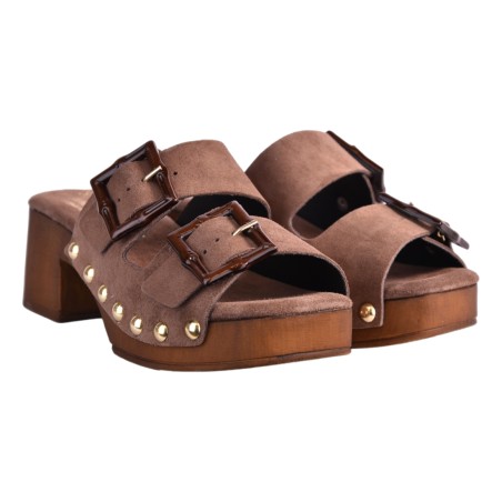 ZOCCOLO CAMOSCIO DOPPIA FIBBIA J.O.LUXURY STYLE 2362 T.MORO