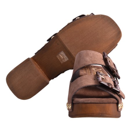ZOCCOLO CAMOSCIO DOPPIA FIBBIA J.O.LUXURY STYLE 2362 T.MORO