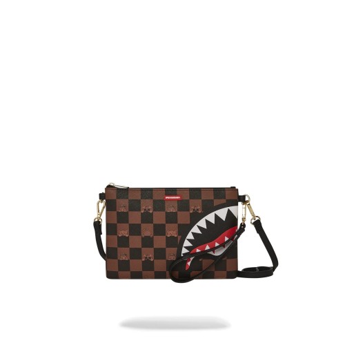 PEEKING CHARACTER CHECK POUCHETTE SPRAYGROUND 910B7509NSZ BROWN