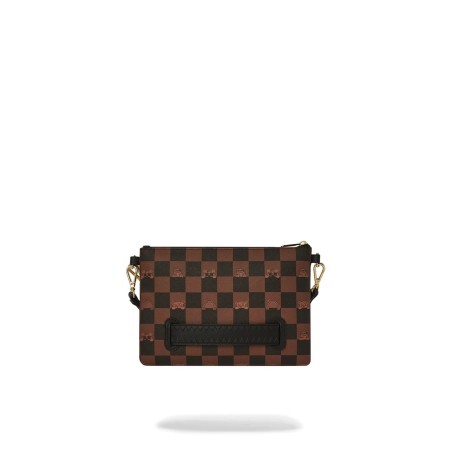 PEEKING CHARACTER CHECK POUCHETTE SPRAYGROUND 910B7509NSZ BROWN