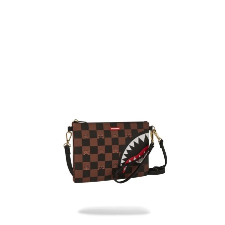 PEEKING CHARACTER CHECK POUCHETTE SPRAYGROUND 910B7509NSZ BROWN