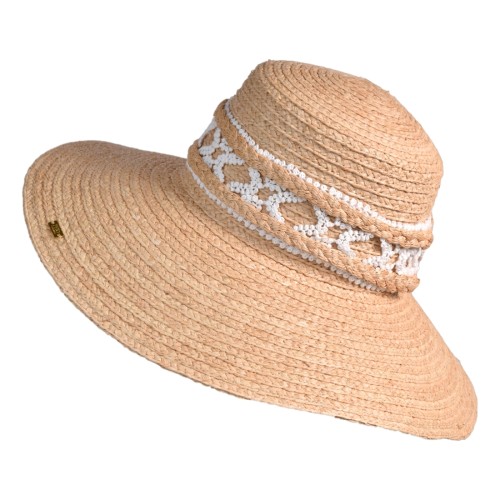 CAPPELLO RAFFIA CON APPLICAZIONI PHO FIRENZE 9021001 BIANCO