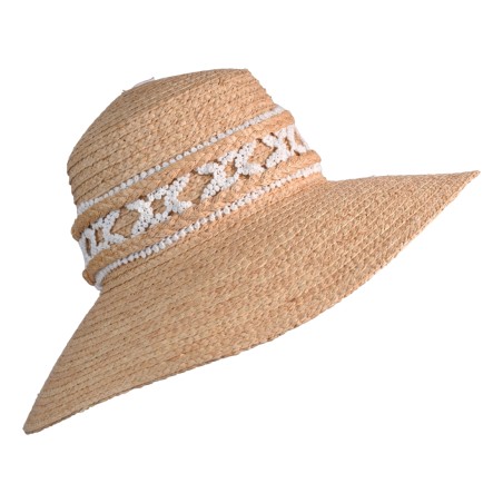 CAPPELLO RAFFIA CON APPLICAZIONI PHO FIRENZE 9021001 BIANCO