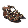SANDALO BASSO BORCHIE BOTTONE VIA ROMA 15 3714 NERO