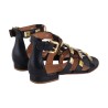 SANDALO BASSO BORCHIE BOTTONE VIA ROMA 15 3714 NERO