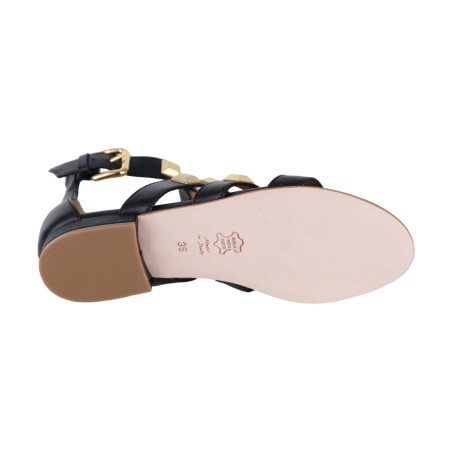 SANDALO BASSO BORCHIE BOTTONE VIA ROMA 15 3714 NERO