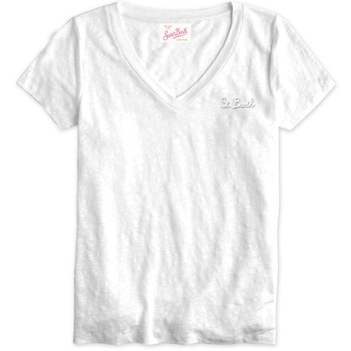 ELOISE V-NECK T-SHIRT 01 MC2 SAINT BARTH ELOI001 01601H
