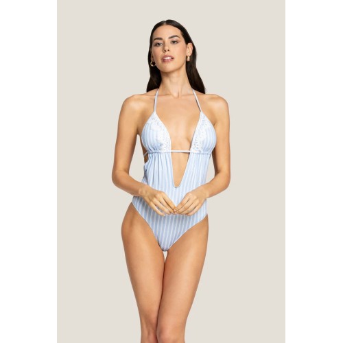 COSTUME INTERO BALZA VERTICAL LINES 4GIVENESS WBWIN5119 AZZURRO
