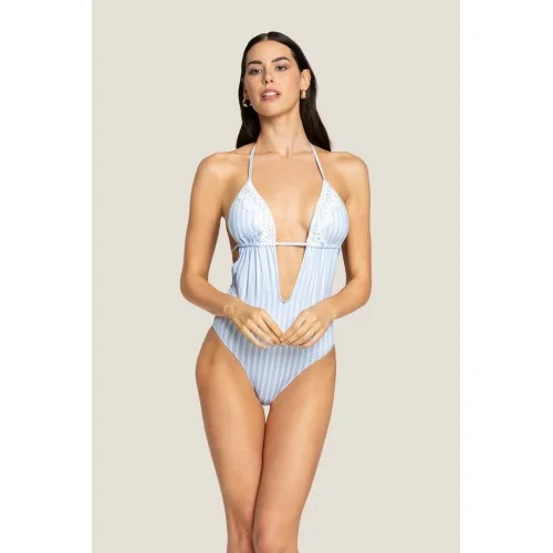COSTUME INTERO BALZA VERTICAL LINES 4GIVENESS WBWIN5119 AZZURRO
