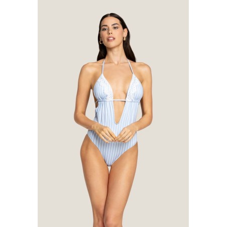 COSTUME INTERO BALZA VERTICAL LINES 4GIVENESS WBWIN5119 AZZURRO