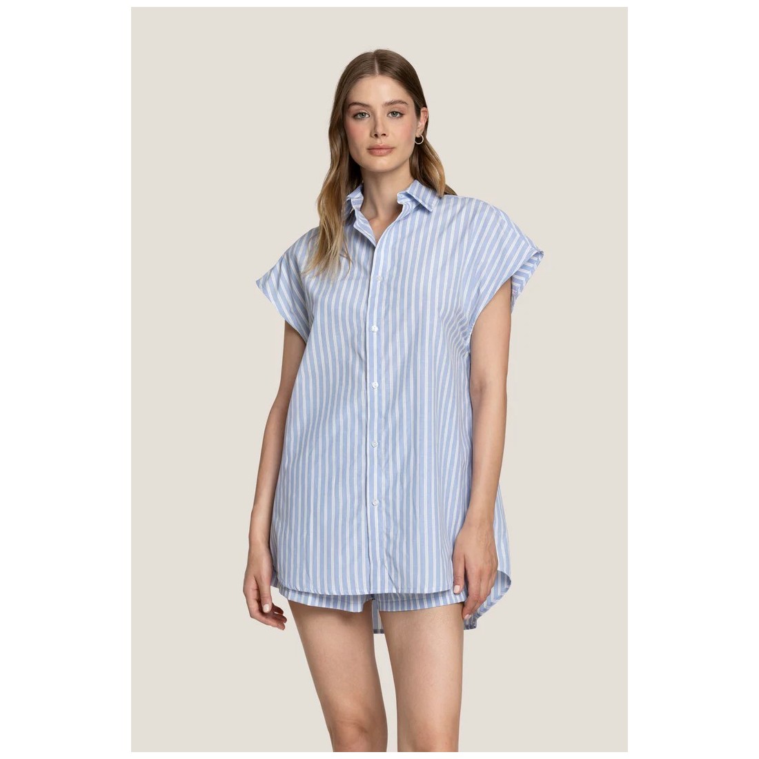 MINI DRESS VERTICAL LINES 4GIVENESS WRWCM4895 AZZURRO