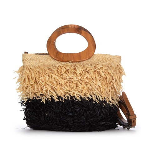 BORSA KESHIA MEDIUM AFAR KESHIA_M BLACK/STRAW