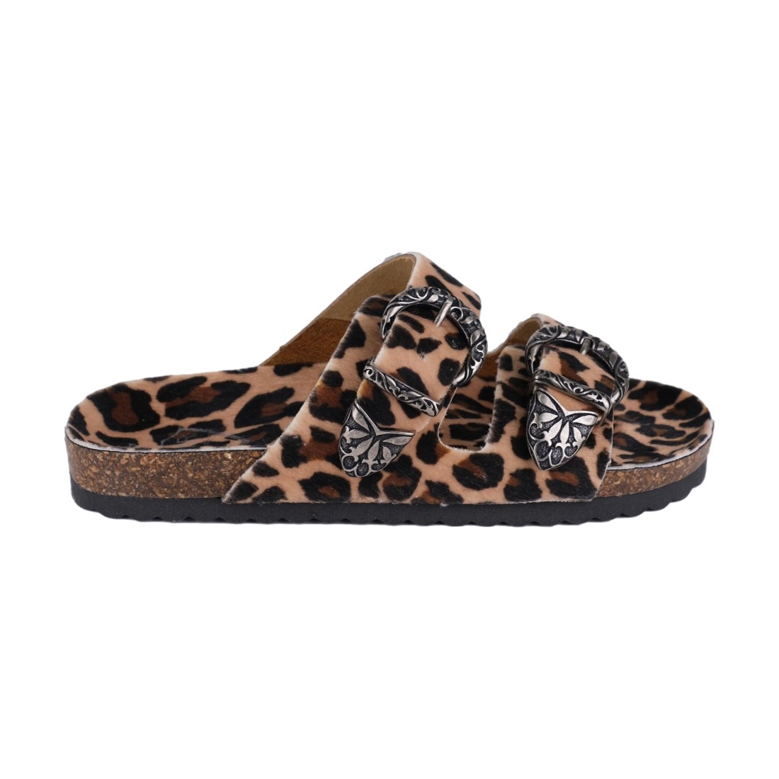 CIABATTA IN CAVALLINO DOPPIA FIBBIA KBR SHOES TOKIO LEOPARD