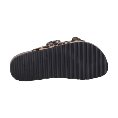 CIABATTA IN CAVALLINO DOPPIA FIBBIA KBR SHOES TOKIO LEOPARD