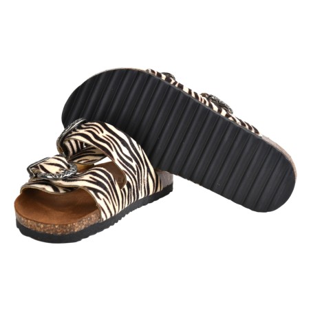 CIABATTA IN CAVALLINO DOPPIA FIBBIA KBR SHOES TOKIO ZEBRA