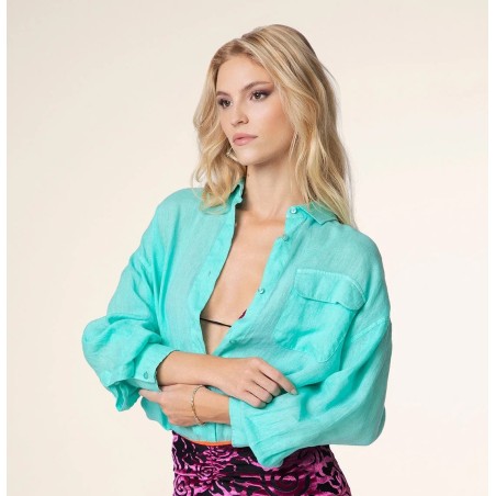 CAMICIA OVER F**K 1264AQ ACQUAMARINE