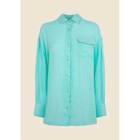 CAMICIA OVER F**K 1264AQ ACQUAMARINE
