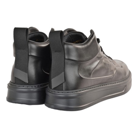 SNEAKERS MID IN PELLE BARRACUDA BU3591 NERO
