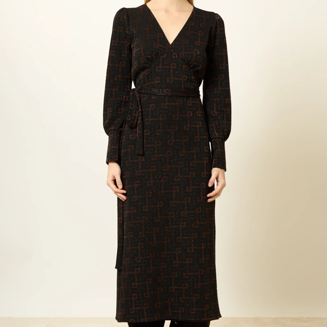 AGATA ABITO CHIUSURA INCROCIATA LUCE AGATA_GEO NERO