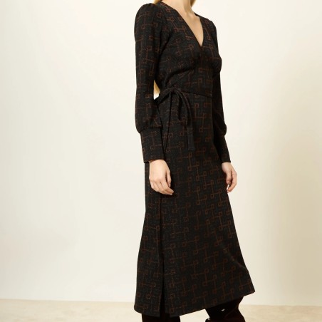 AGATA ABITO CHIUSURA INCROCIATA LUCE AGATA_GEO NERO