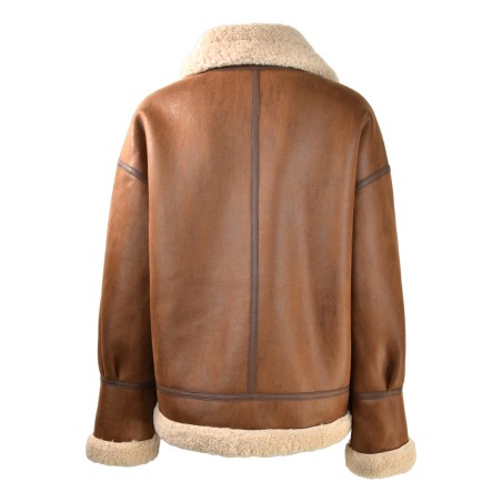 WOMAN FUR JACKET BULLY 7225 TABACCO