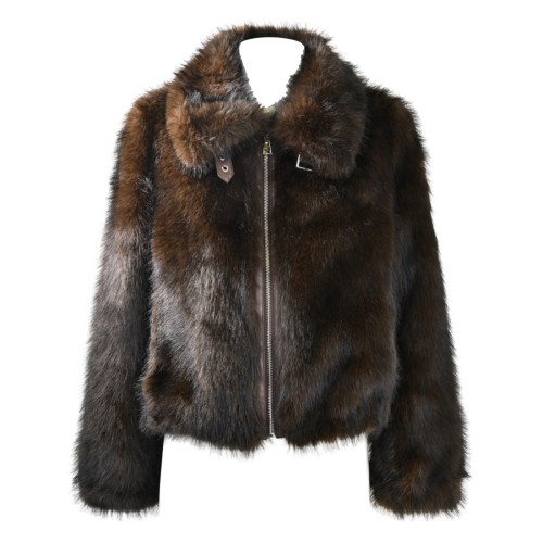 WOMAN FUR JACKET BULLY 7229 MORO