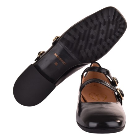 DECOLLETE DOPPIO CINTURINO LA PARIGINA D6004-G NERO