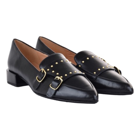 MOCASSINO DOPPIA FIBBIA BORCHIE LA PARIGINA Q3508BO-M NERO