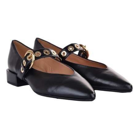 SCARPA ACCOLLATA CON CINTURINO BORCHIE LA PARIGINA Q3521OC-M NERO
