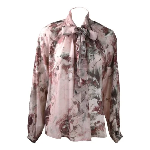 BLUSA COLLO SCIARPA FIORE SO ALLURE D22031C POUDRE