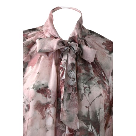 BLUSA COLLO SCIARPA FIORE SO ALLURE D22031C POUDRE