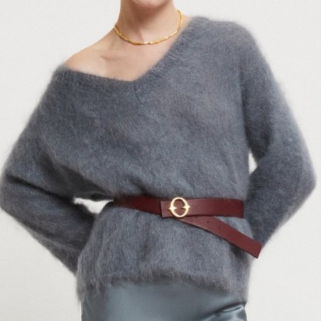 MAGLIA SCOLLO V OTTOD'AME FLE-DK9229 POLVERE