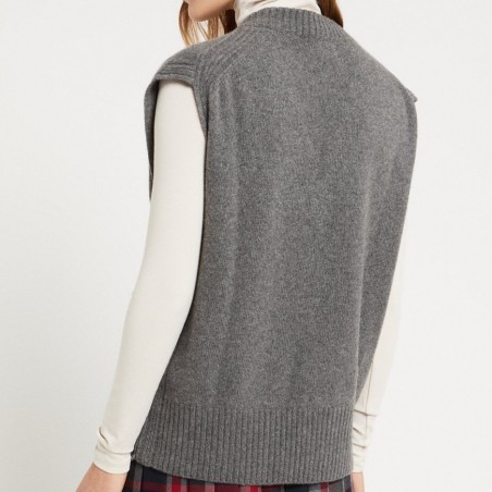 GILET SCOLLO V OTTOD'AME GLF-DK9279 GREY