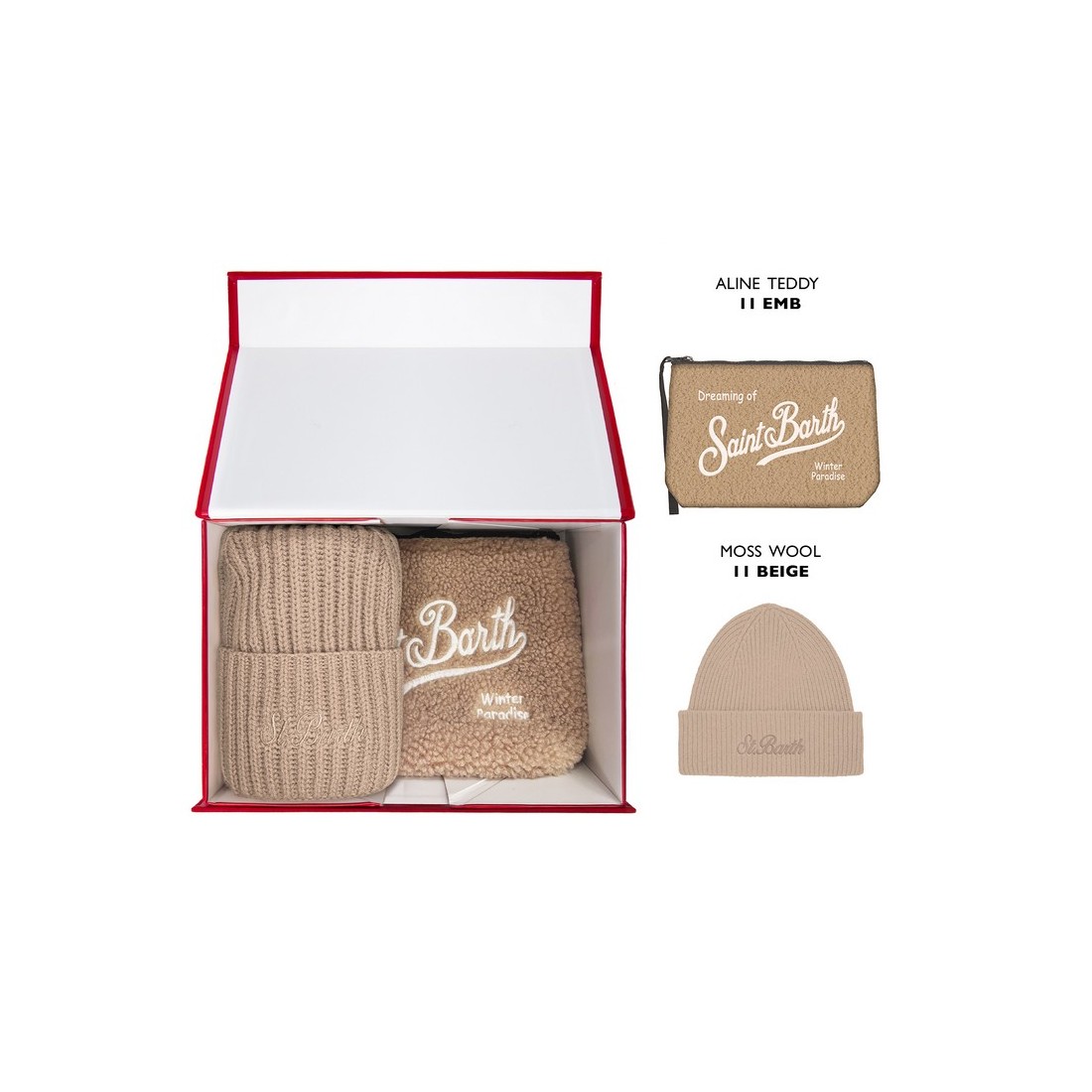 CHRISTMAS BOX TEDDY 11 EMB MC2 SAINT BARTH BOX0024 03771I