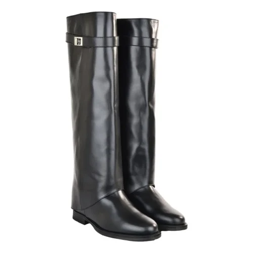 STIVALE RISVOLTO CON LUCCHETTO VIA ROMA 15 4668 NERO