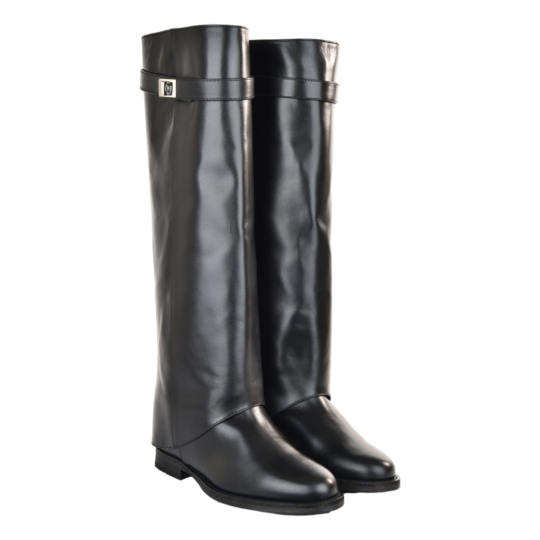 STIVALE RISVOLTO CON LUCCHETTO VIA ROMA 15 4668 NERO