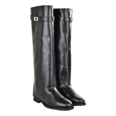 STIVALE RISVOLTO CON LUCCHETTO VIA ROMA 15 4668 NERO