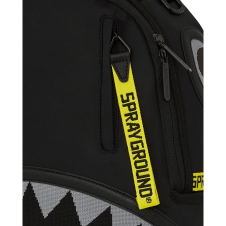 SHARK CENTRAL YELLOW TAPE SATIN BACKPACK SPRAYGROUND 910B7736NSZ BLACK