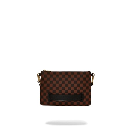 SAWTOOTH SHARKS IN PARIS CROSSOVER CLUTCH SPRAYGROUND 910B7841NSZ BROWN